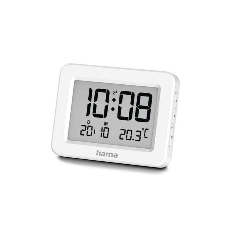 Sveglia digitale LCD Hama di colore bianco