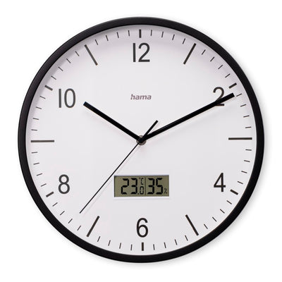 Orologio da parete Hama dcf Lanzarote non ticchetta + termometro e igrometro 35 cm bianco e nero