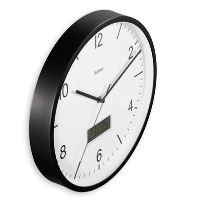 Orologio da parete Hama dcf Lanzarote non ticchetta + termometro e igrometro 35 cm bianco e nero