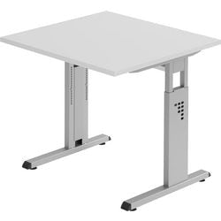 Escritorio cuadrado regulable en altura pata en C gris claro 800x800x680-760mm