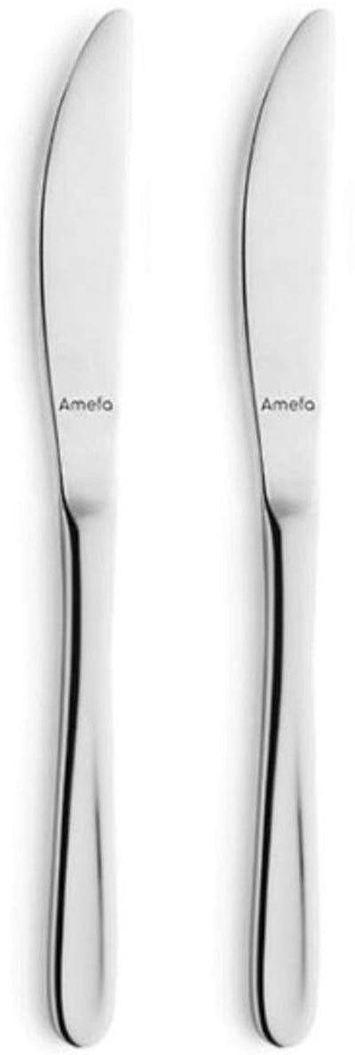 Amefa monaco - set coltelli tavola 2 pezzi - per 2 persone - color argento - acciaio inox - lavabile in lavastoviglie - 18 10 - 2 persone