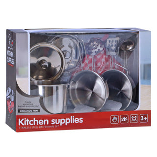 Set da gioco da cucina No Brand in acciaio inox 9 pezzi | 2 pezzi