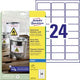 Avery waterbestendige folie-etiketten zweckform j4773-10 polyester wit