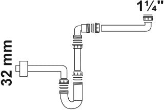 Sifone salvaspazio Kirchhoff in polipropilene per lavabo, 1 1 4 x 32 mm - 98833518