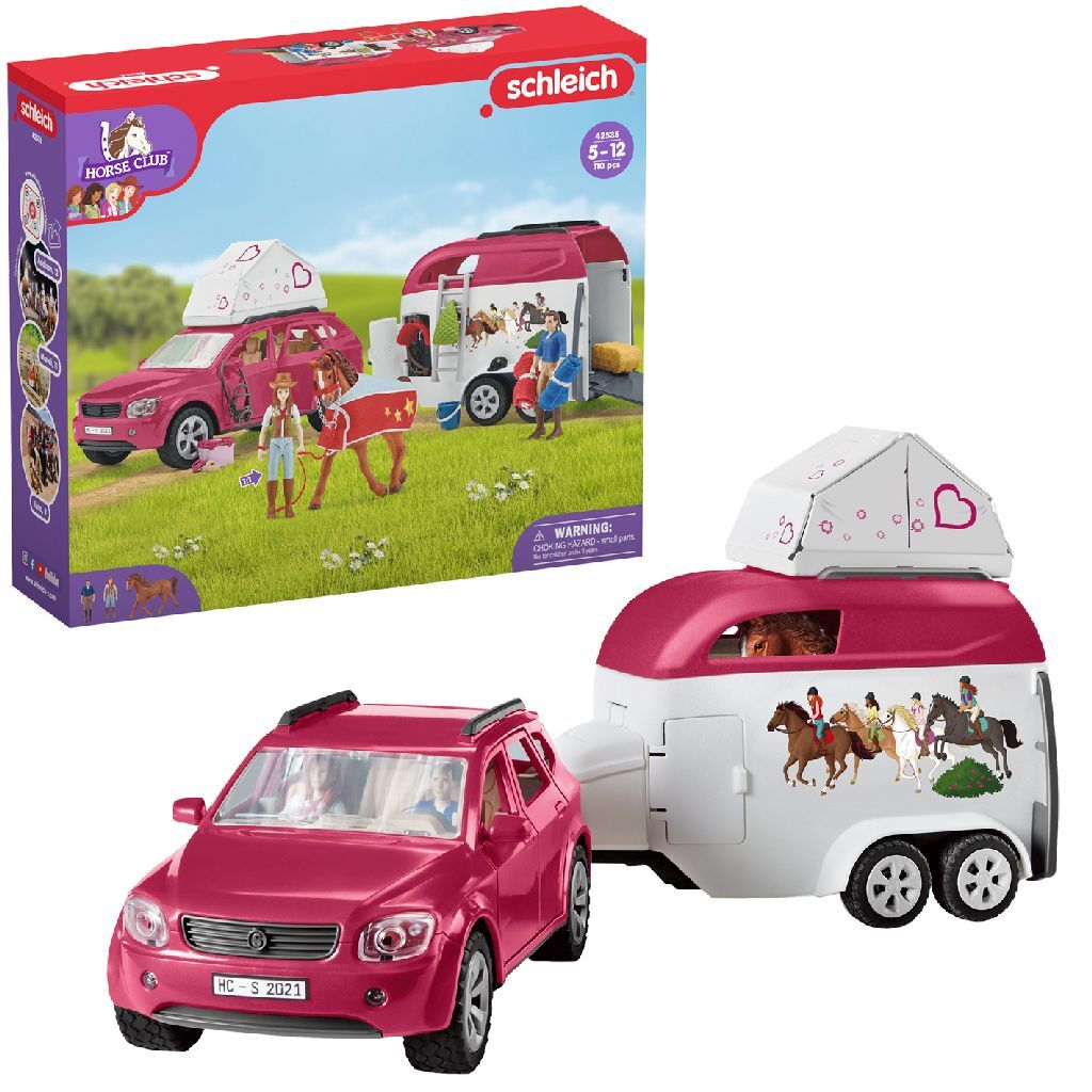 Avventura del Schleich Horse Club con rimorchio per auto e cavalli