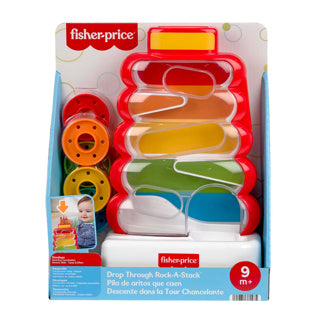 Anelli rotanti Fisher-Price in una torre di impilamento traballante