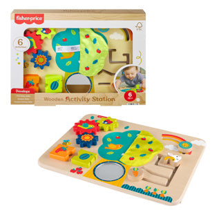 Tablero de actividades de madera Fisher Price.