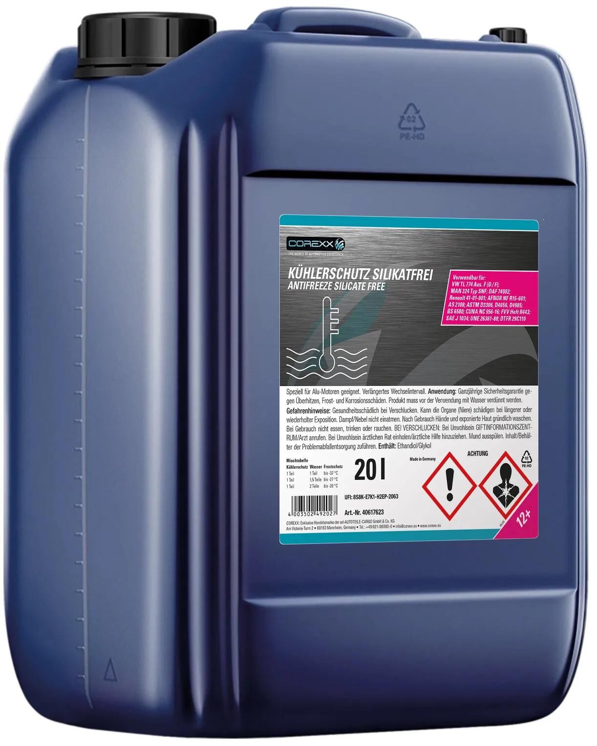 Corexx prodotto protettivo per radiatori senza silicati g12+. silicato antigelofr.20 (g12+)