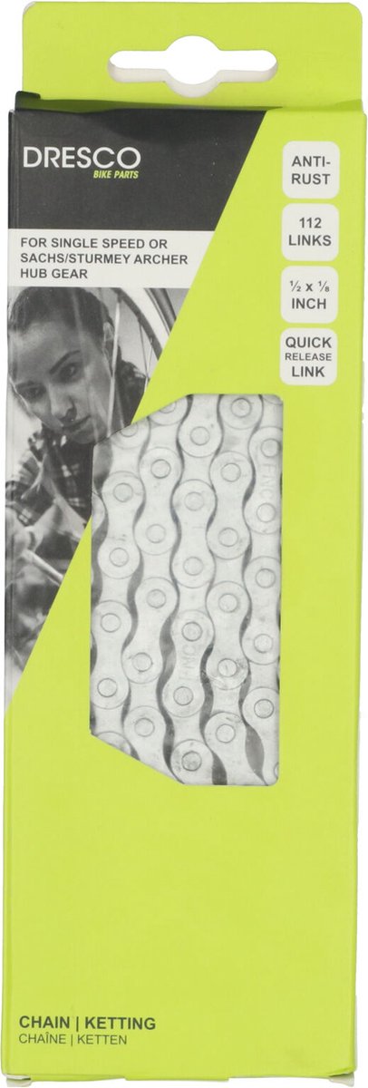 Dresco fietsketting city anti-roest 1 2x1 8 112 schakels