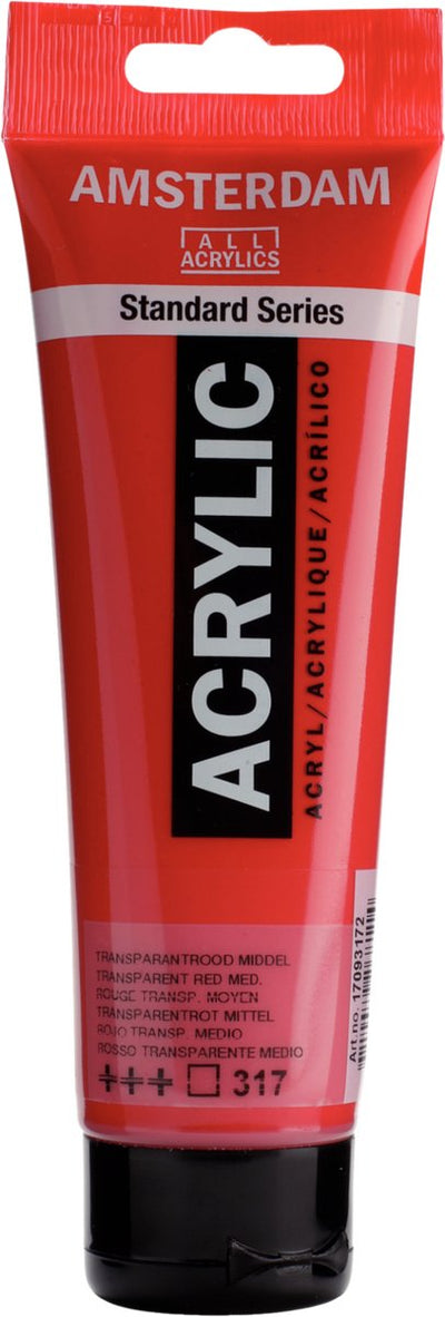 Tubo di vernice acrilica serie standard Amsterdam da 120 ml trasparente rosso medio 317