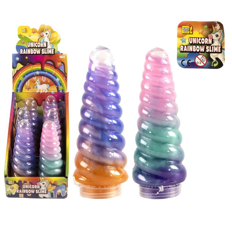 Unicorno arcobaleno in stucco slime 13 cm