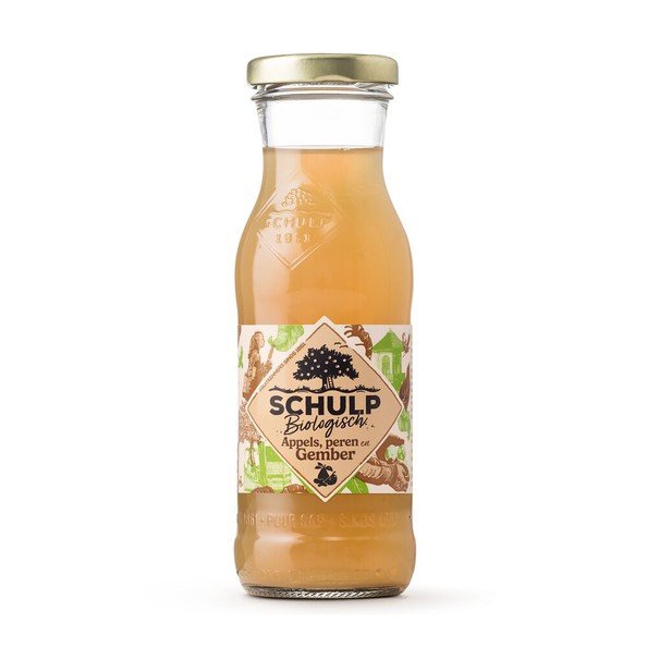 Bottiglia di succo di mela e pera biologica Schulp allo zenzero (15x 20cl)