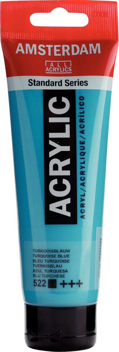 Tubo di vernice acrilica serie standard Amsterdam da 120 ml blu turchese 522