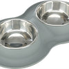 Trixie Food Bowl Bin Agua Doble Silicona Acero inoxidable Gris