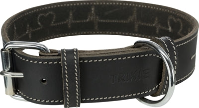 Trixie collare per cani rustico in pelle grassa battito cardiaco nero