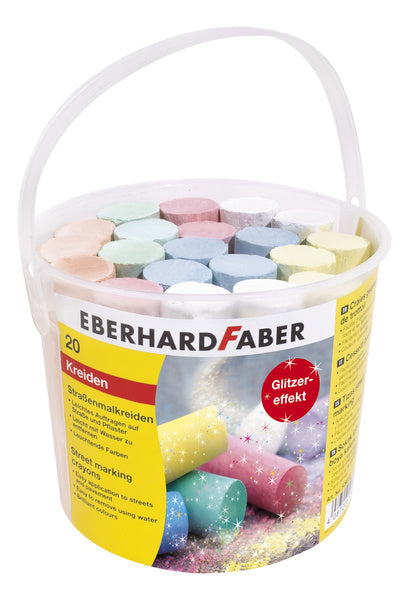 Eberhard Faber EF-526520 Sidewalk Chalk Glitter 20 piezas en Emmer
