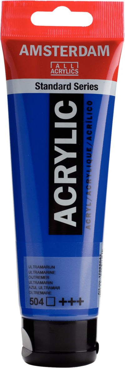 Tubo di vernice acrilica serie standard Amsterdam da 120 ml oltremare 504