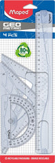 Kit geometrico per ufficio Maped con 2 triangoli da 21 cm, righello da 30 cm e 1 goniometro