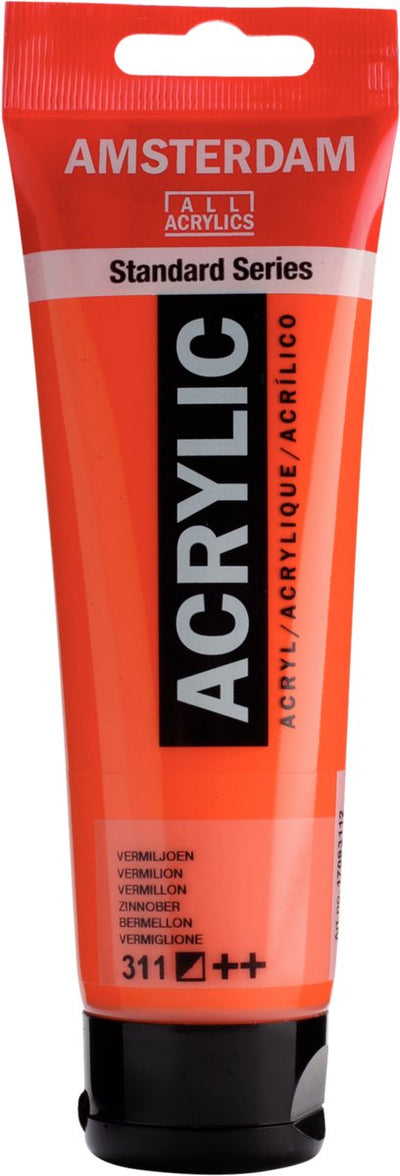 Tubo di vernice acrilica serie standard Amsterdam da 120 ml vermiglio 311