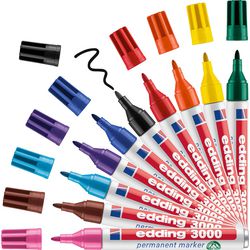 Pennarello indelebile edding 3000 1,5 - 3 mm assortiti resistenti all'acqua ad asciugatura rapida