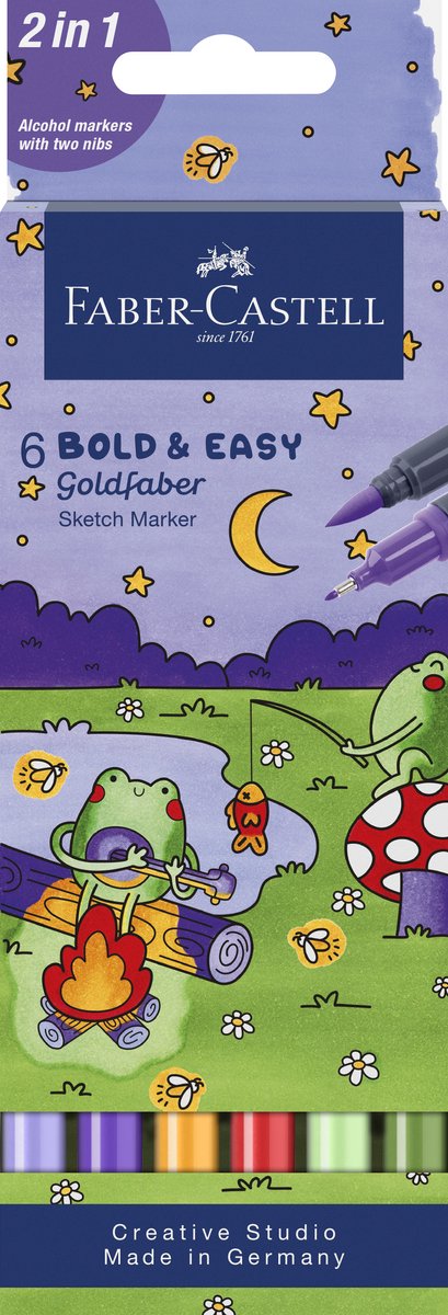 Faber-castell sketchmarkers - etui 6 stuks - bold easy - world of frogs - fc-164814