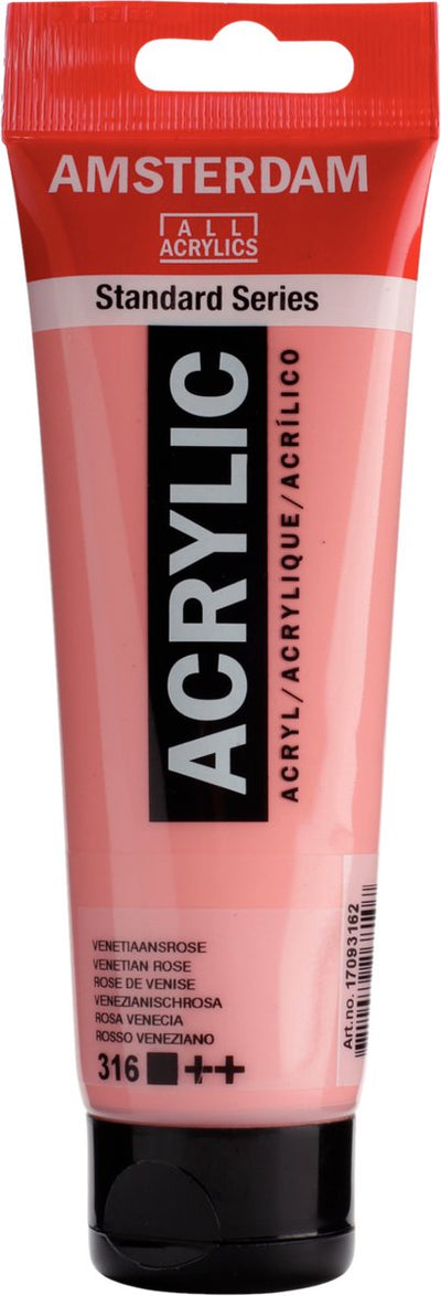 Tubo di colore acrilico serie Amsterdam standard da 120 ml rosa veneziano 316