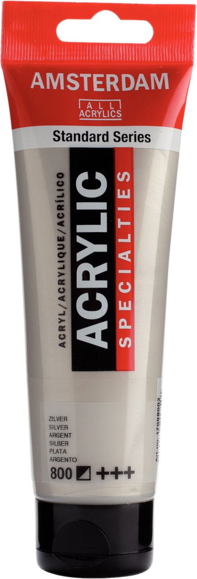 Tubo di vernice acrilica serie Amsterdam standard da 120 ml argento 800