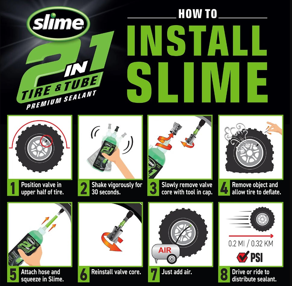 Agente antiforatura camere d'aria pneumatici Slime 2 in 1 473 ml