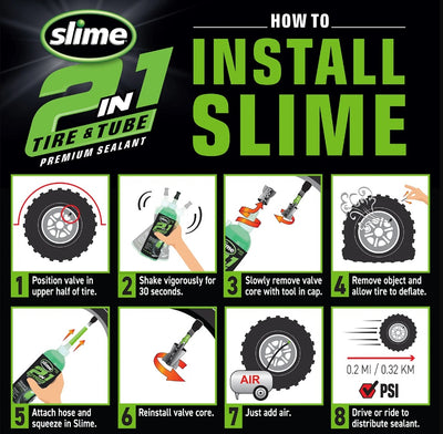 Agente antiforatura camere d'aria pneumatici Slime 2 in 1 473 ml