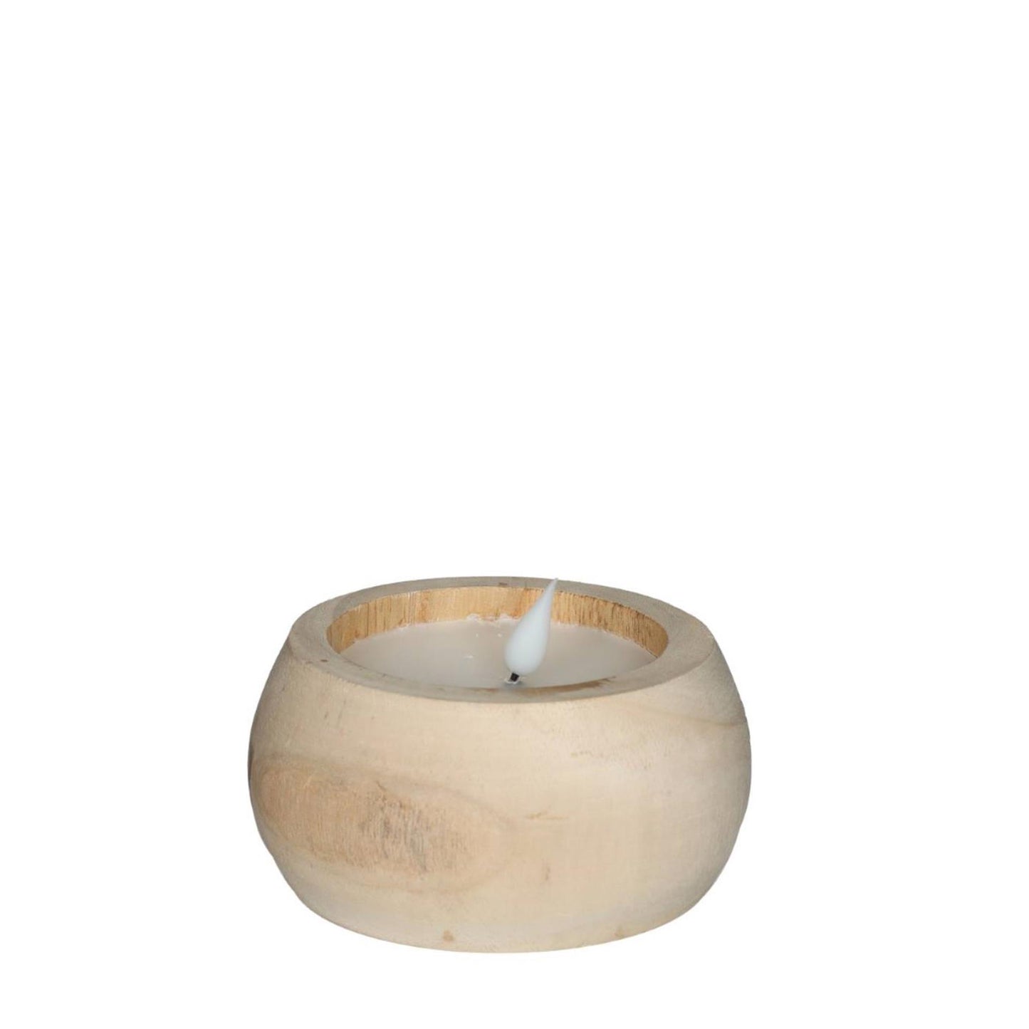 Ideas 4 estaciones vela LED madera ã˜12 h.6 cm con temporizador marrón