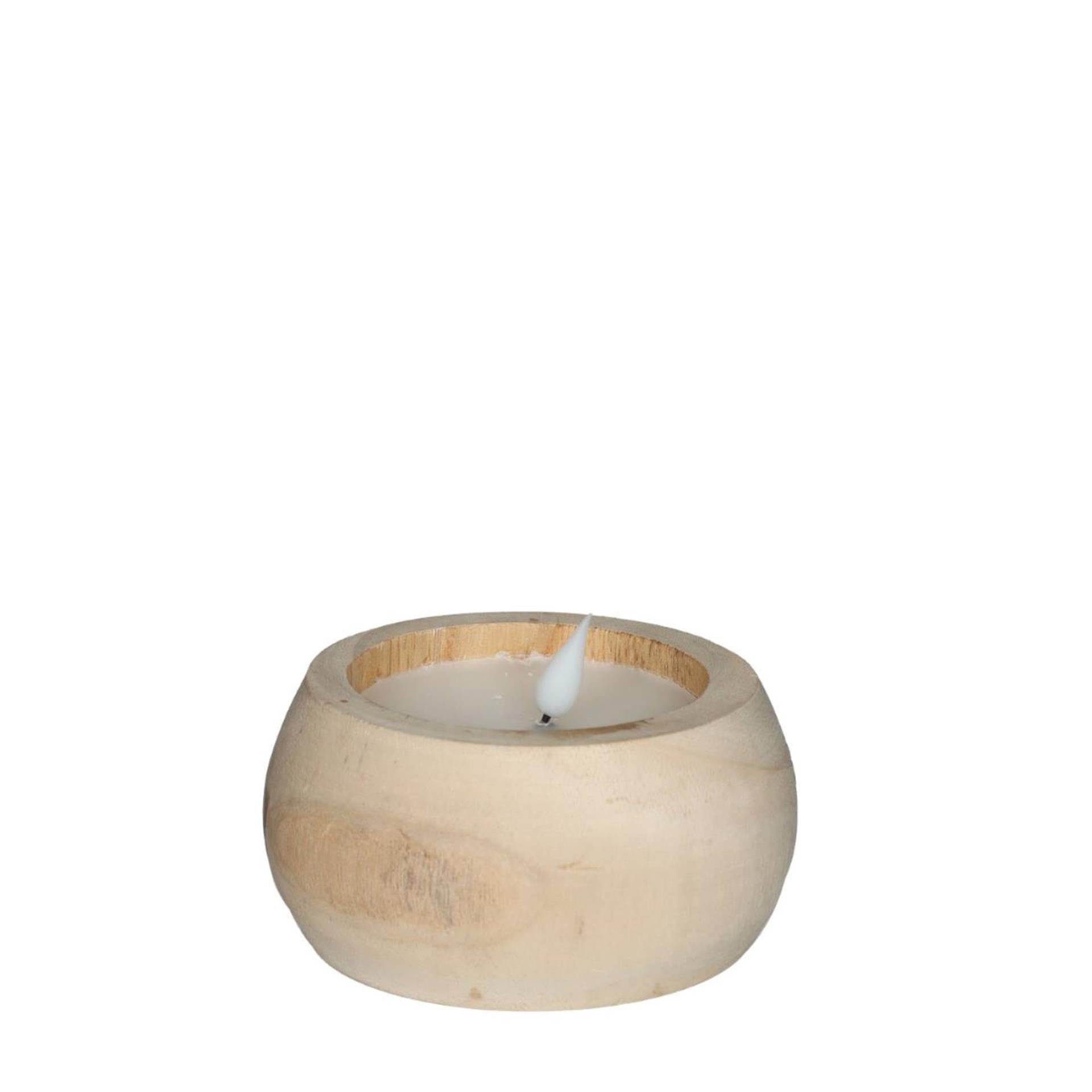 Ideas 4 estaciones vela LED madera ã˜12 h.6 cm con temporizador marrón