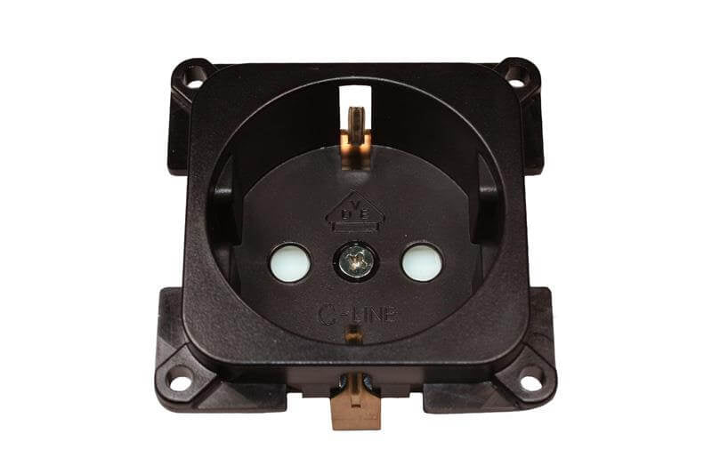 C-line wandcontactdoos camper en caravan 230 volt bruin