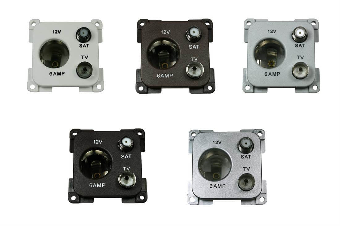 Presa C-line da 12 volt con antenna e collegamento satellitare, grigio