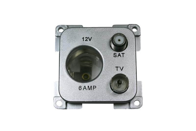 C-line 12 volt contactdoos met antenne en satelliet aansluiting zilver