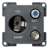 C-line 12 volt contactdoos met antenne en satelliet aansluiting antraciet
