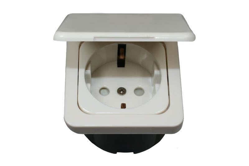 C-line wandcontactdoos met opal afdekraam met klapdeksel wit - verpakt