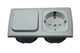 Interruptor combinado C-line y enchufe de pared con marco opalino 2x gris - empaquetado