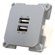 Toma de pared C-line con cargador doble USB-A plateado
