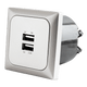 Toma de pared C-line con cargador doble USB-A con marco de cubierta opal plata