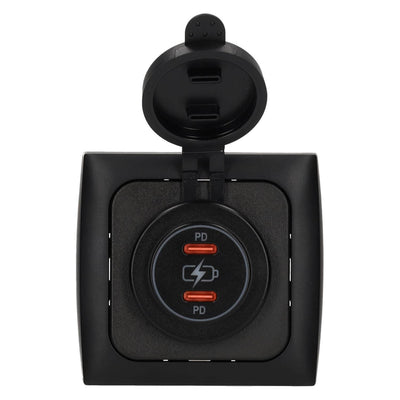 Caricabatterie C-line powerline 2x USB-C PD 36W con cornice di copertura opale nera