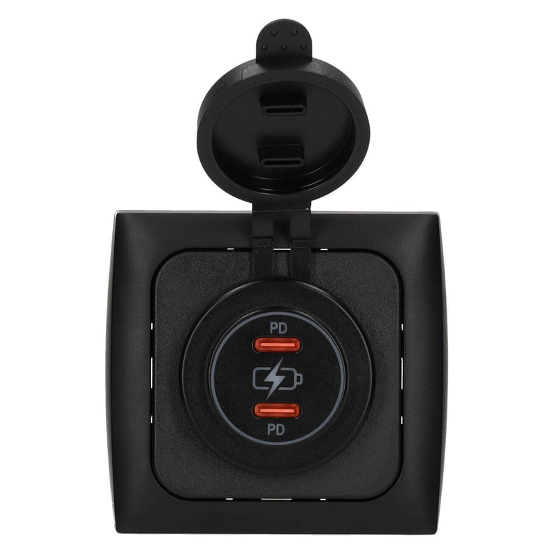 C-line power line 2x usb-c pd 36w lader met opal afdekraam zwart