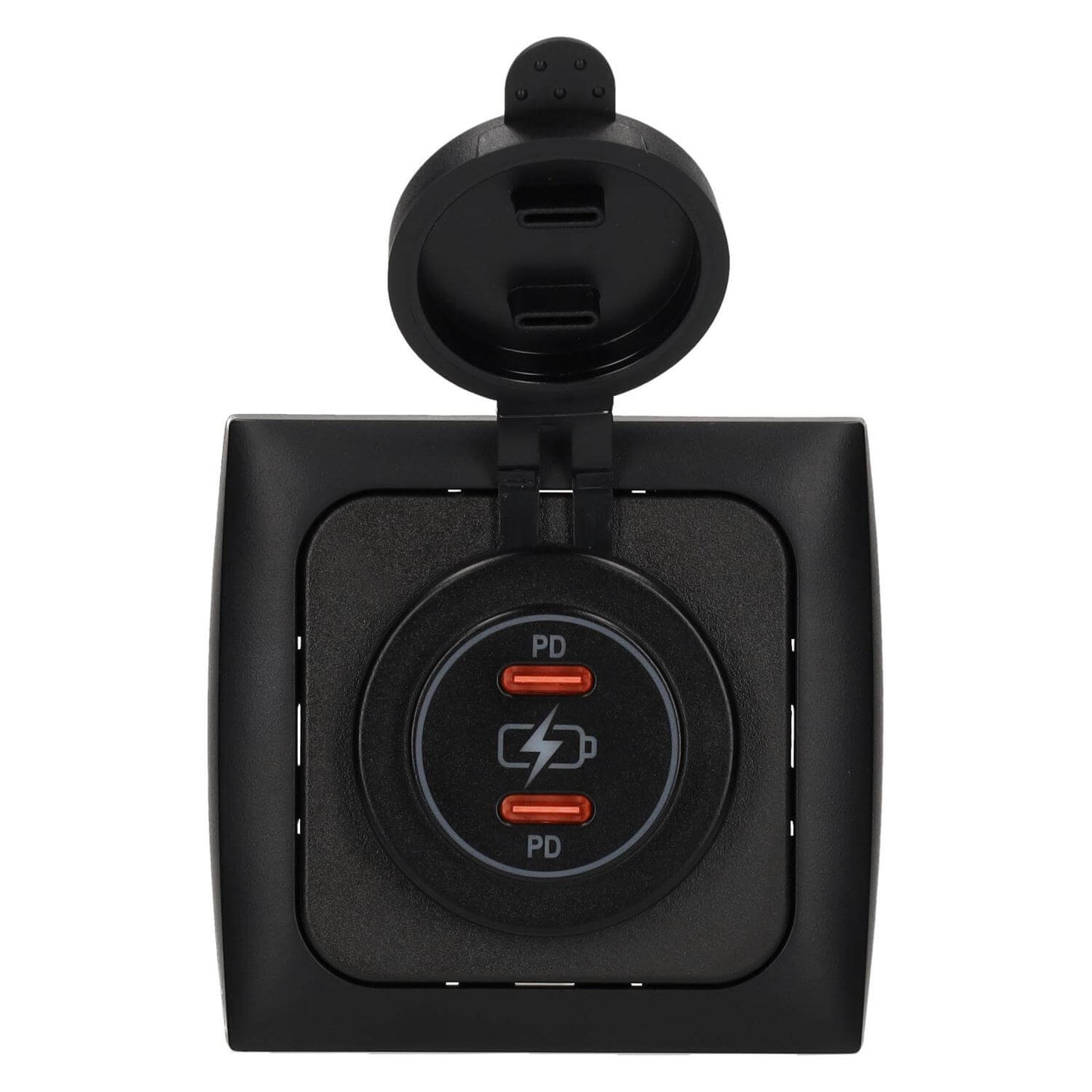 C-line power line 2x cargador USB-C PD 36W con marco de cubierta opal negro - sin embalaje de venta
