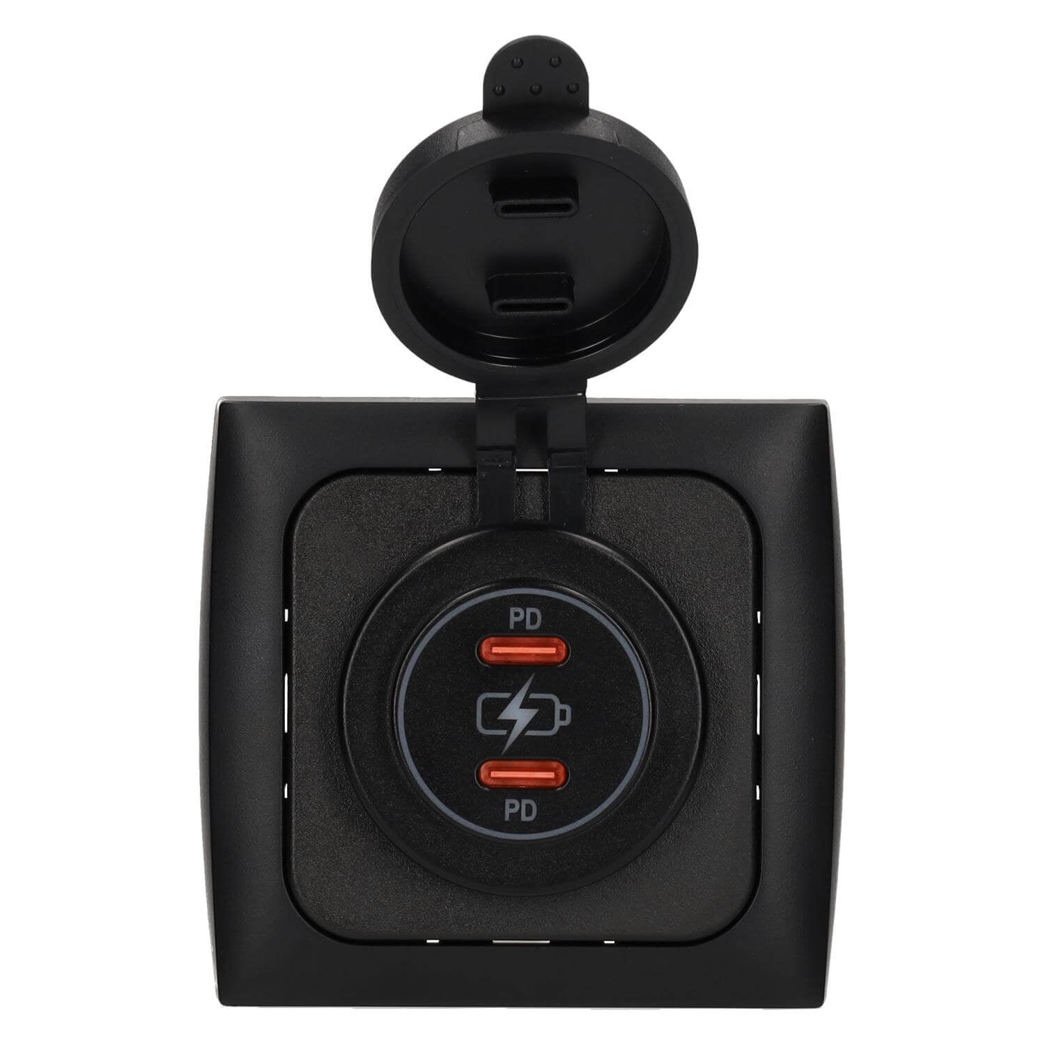 C-line power line 2x cargador USB-C PD 36W con marco de cubierta opal negro - sin embalaje de venta