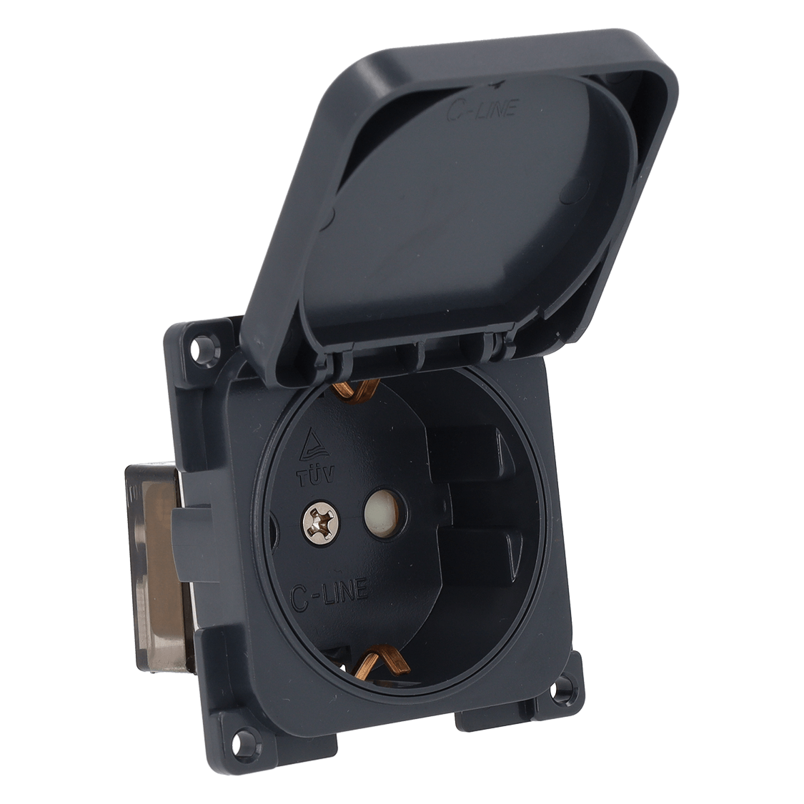 Toma de pared C-line 230v con tapa abatible antracita - sin embalaje de venta