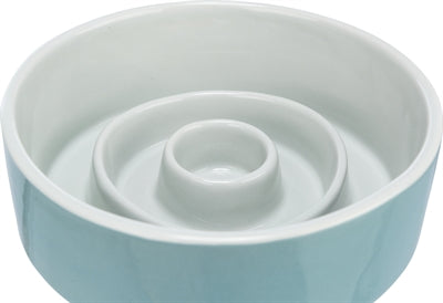 Trixie voerbak slowfeeding keramiek grijs blauw