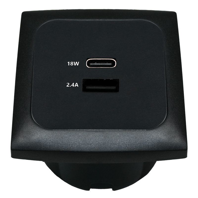 Toma de carga USB C-line con USB-A y USB-C con marco de cubierta opal negro