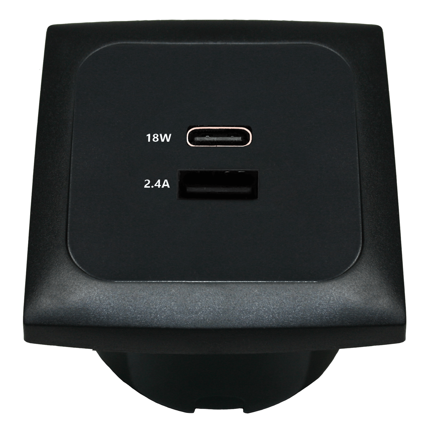 Presa di ricarica USB C-line con USB-A e USB-C con cornice di copertura opale nera