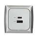 Toma de carga USB C-line con USB-A y USB-C con marco opalino plateado - sin embalaje de venta