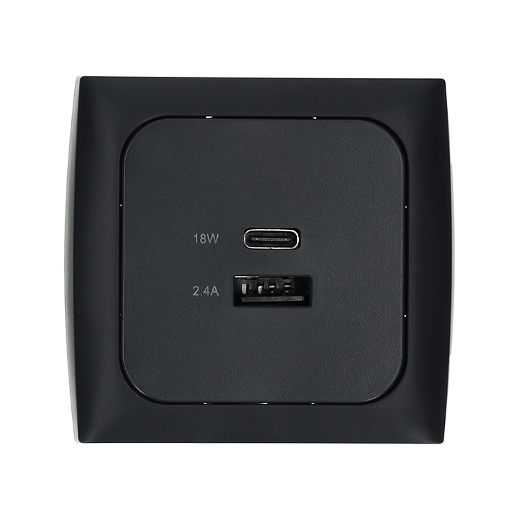 Toma de carga USB C-line con USB-A y USB-C con marco opal antracita - sin embalaje de venta