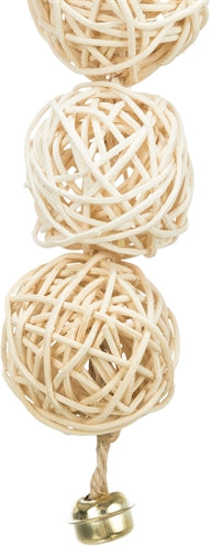 Trixie 3 Balls Rattan con Bell Aan Rope Natural